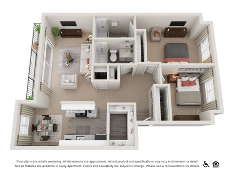 Floor plan for 2 beds, 2 baths, 868 sqft